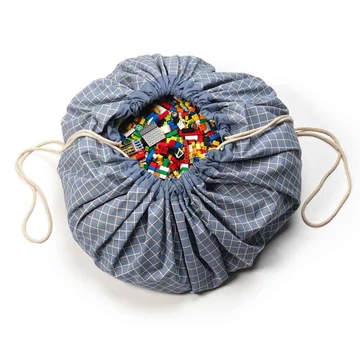 Játáktároló zsák – Organikus – Kék kockás