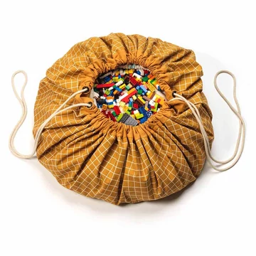 Játáktároló zsák – Organikus – Mustár kockás