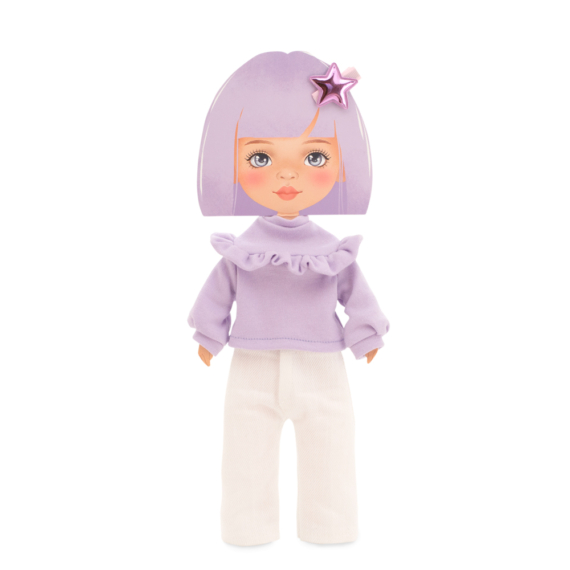 Lila fodros pulóver - játékbaba ruha szett